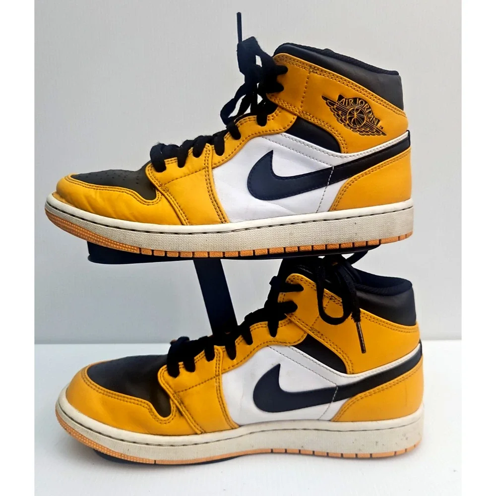 Nike Air Jordan 1 Mid Taxi Yellow Black White Mens Size 9 Sneakers